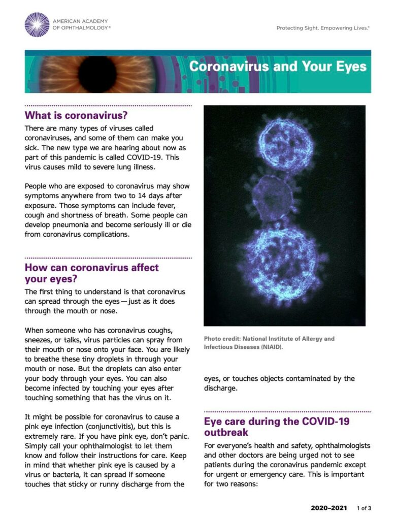 AAO - Coronavirus and Your Eyes
