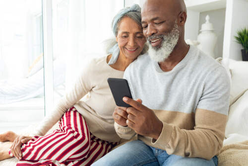 Older couple reading about Cataracts